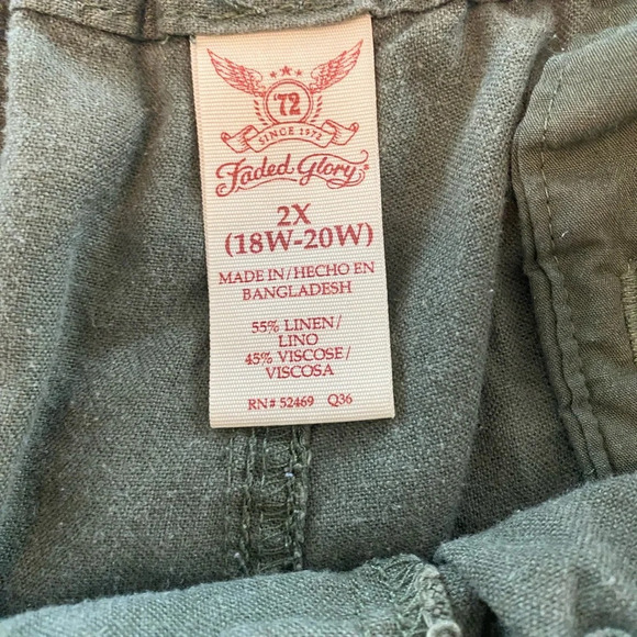 Lot of two pair, olive Linen Shorts & cotton shorts size 2x plus sizes - Picture 4 of 14